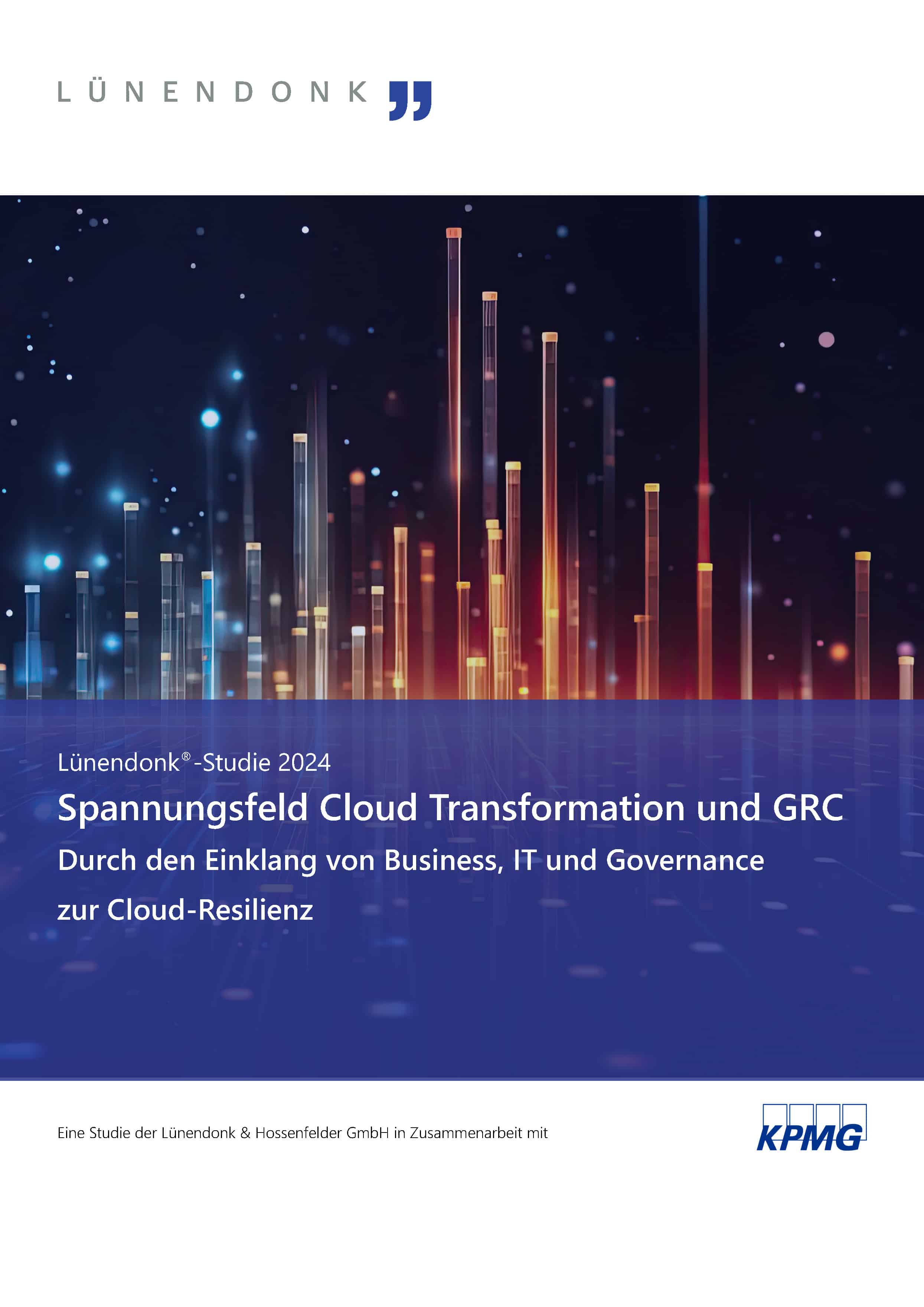 Erfahren Sie in der Lünendonk-Studie 2024 "Spannungsfeld Cloud & GRC – Durch den Einklang von Business, IT und Governance zur Cloud-Resilienz", wie Finanzdienstleister mit den steigenden GRC-Anforderungen (Governance, Risk, Compliance) in Folge der Cloud Transformation umgehen!