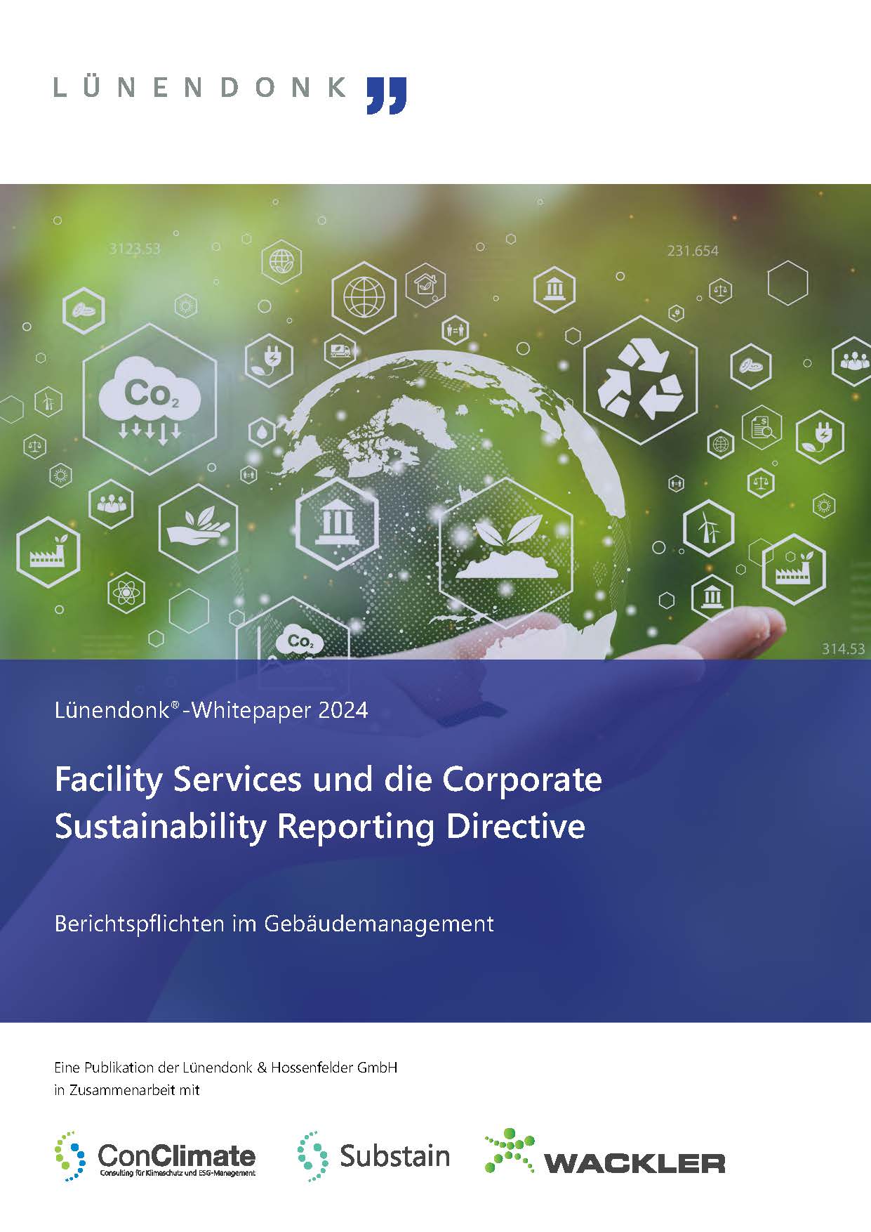 Wie wird die Corporate Sustainability Reporting Directive die Berichtsanforderungen an Unternehmen verändern und welche Rolle spielt das Gebäudemanagement? Erfahren Sie mehr in diesem Lünendonk®-Whitepaper aus der Reihe „Nachhaltigkeit und soziale Verantwortung in der Gebäudereinigung“ in Zusammenarbeit mit Wackler!